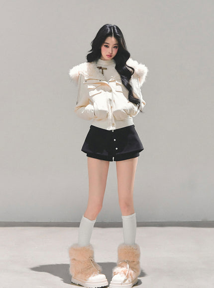 Layered Skort Shorts - Black