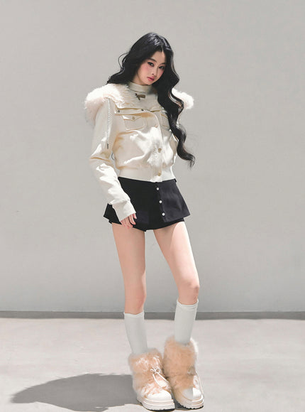 Layered Skort Shorts - Black