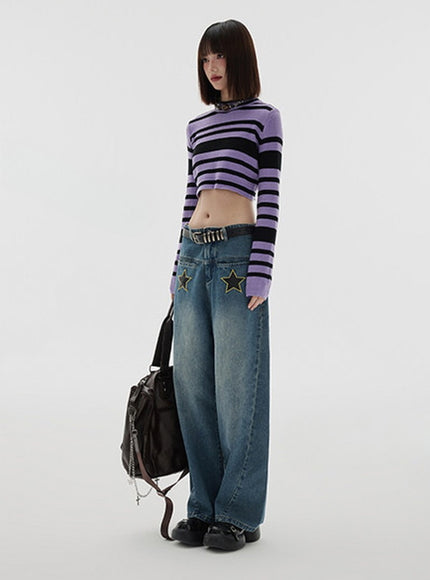 Star Patch Wide Jeans