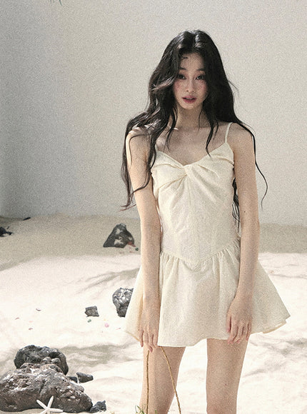 Ivory Moon Ribbon Mini Dress
