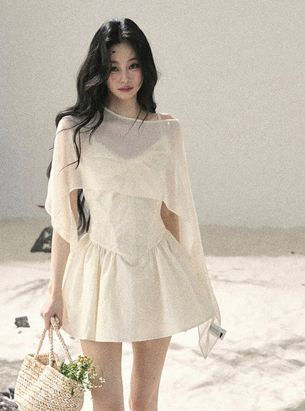 Ivory Moon Ribbon Mini Dress