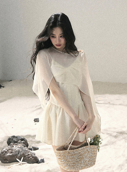 Ivory Moon Ribbon Mini Dress