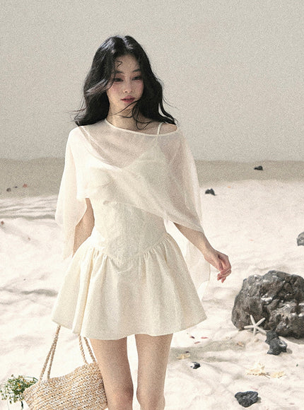 Ivory Moon Ribbon Mini Dress