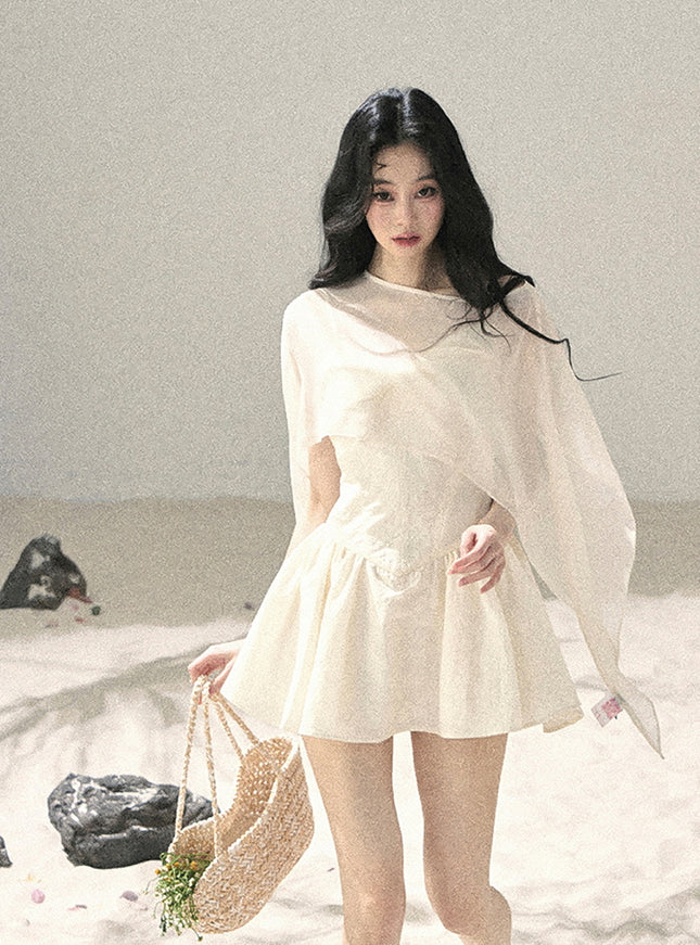 Ivory Moon Ribbon Mini Dress