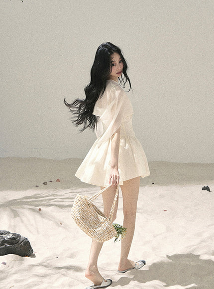 Ivory Moon Ribbon Mini Dress