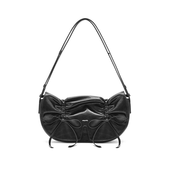 Ribbon Ruche Bag - Black