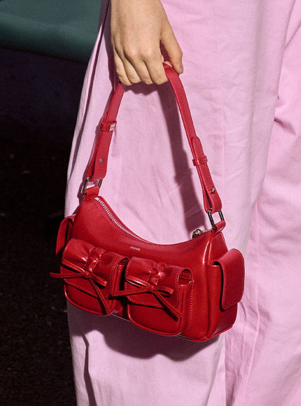 Double Bow Heart Bag - Red