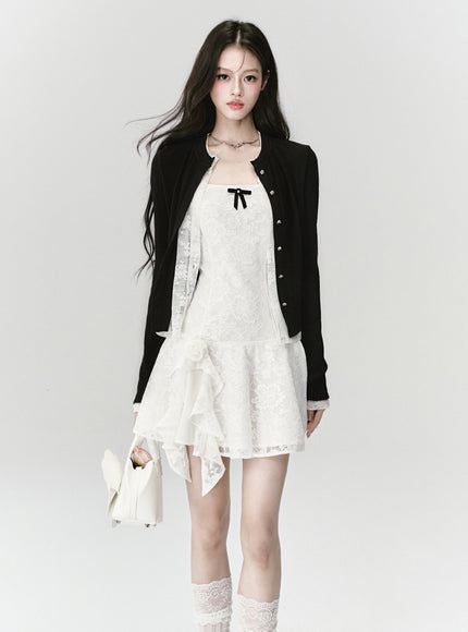 Ivory Muse Bow Mini Dress