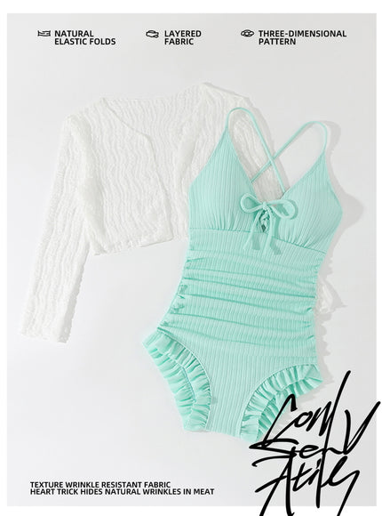 Pastel Mint Ribbon Swimsuit Set