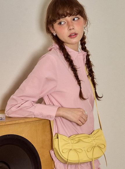 Ribbon Ruche Bag - Yellow