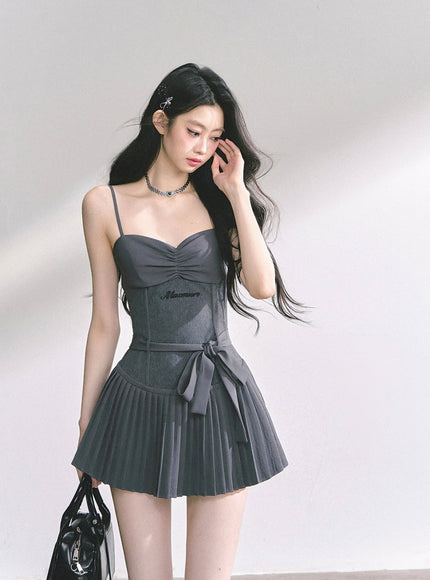 Midnight Pleats Mini Dress
