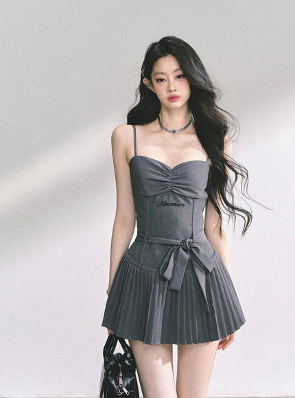 Midnight Pleats Mini Dress