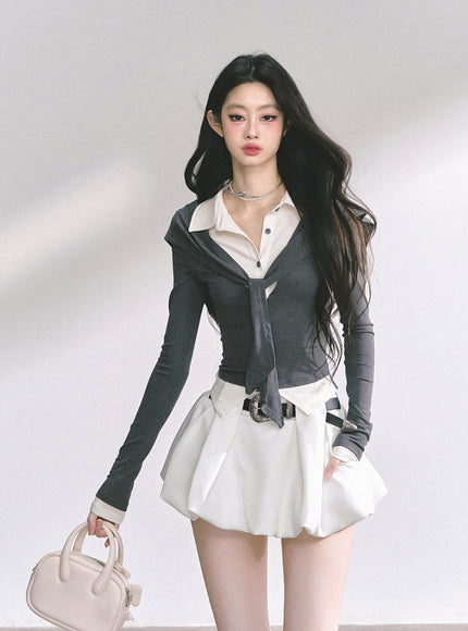 Layered Contrast Top