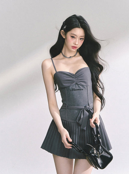 Midnight Pleats Mini Dress