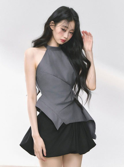 Sculptural Layer Halter Top