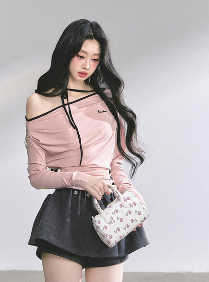 Blush Ribbon Off-Shoulder - Pink