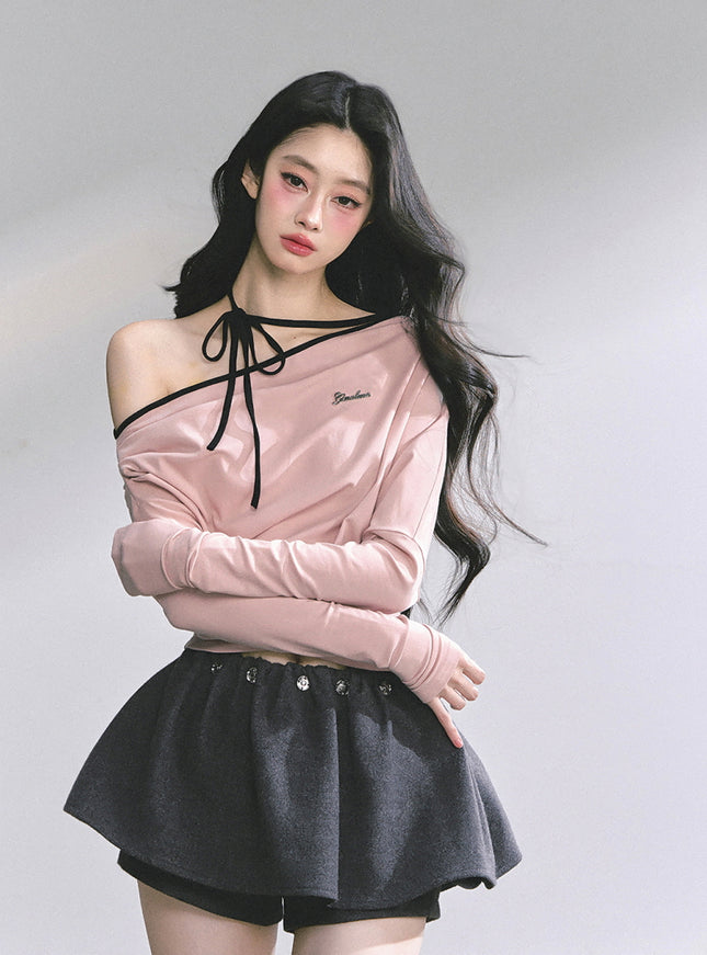 Blush Ribbon Off-Shoulder - Pink