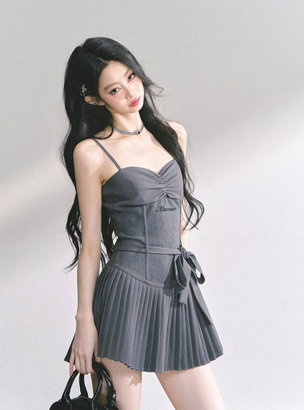 Midnight Pleats Mini Dress
