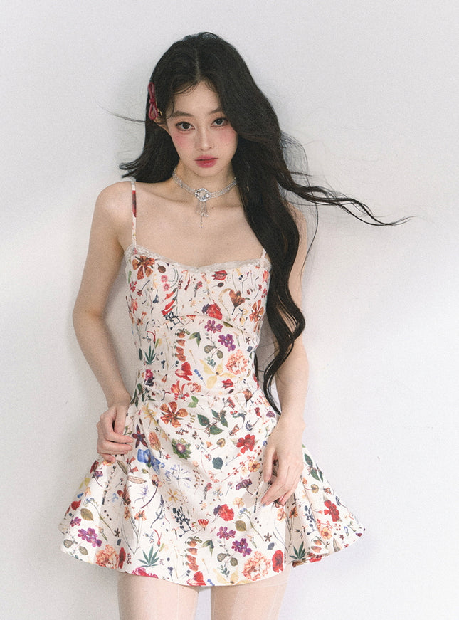 Floral Print Strap Mini Dress