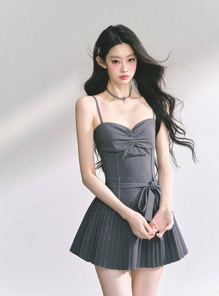 Midnight Pleats Mini Dress
