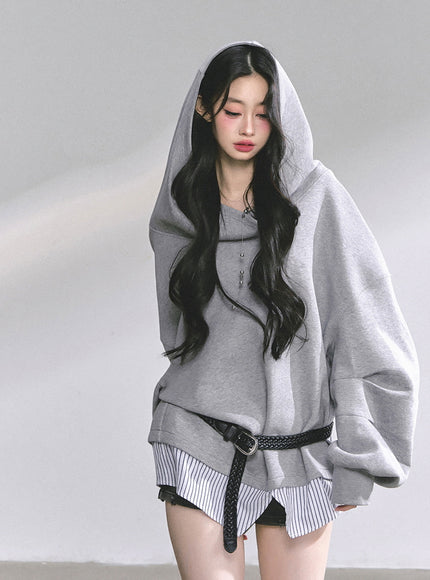 Off-Shoulder Gray Belt Sweatshirt