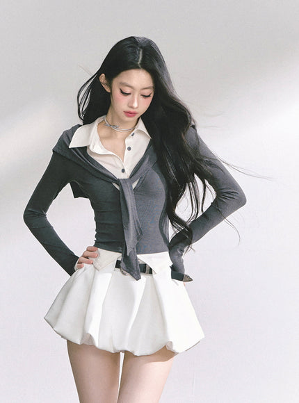 Layered Contrast Top