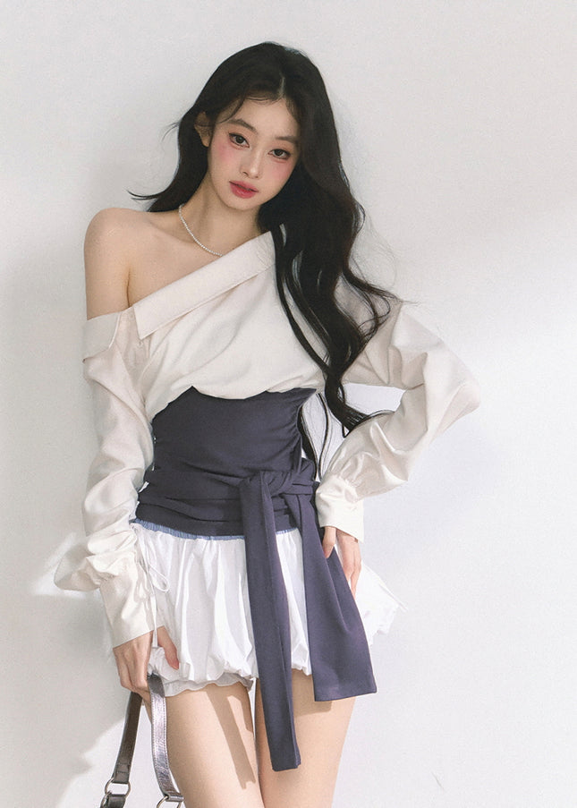 Asymmetry Bow Top - White