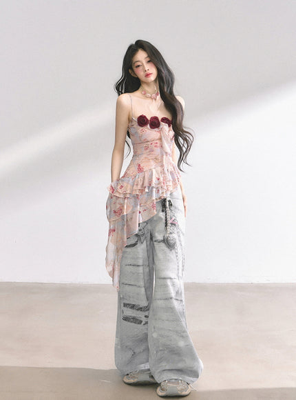 Crimson Rose Ruffle Top