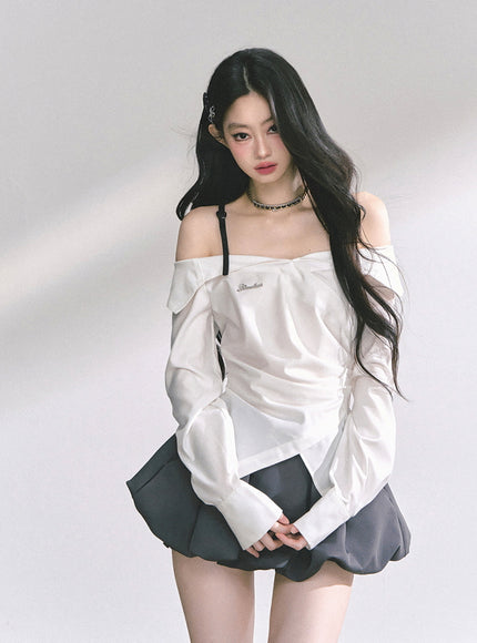 Asymmetric Elegance White Blouse