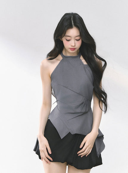 Sculptural Layer Halter Top