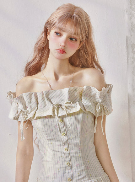 Vintage Cream Ruffle Mini Dress