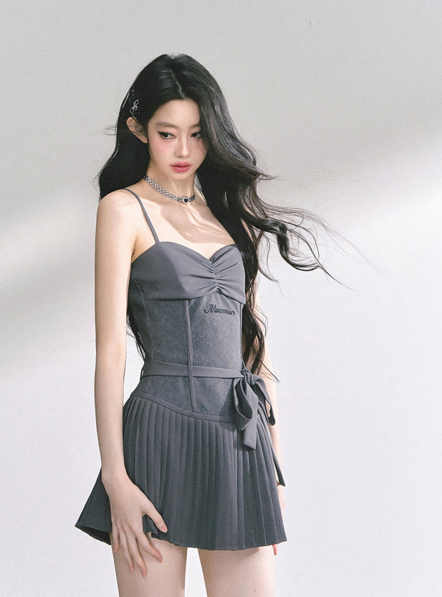 Midnight Pleats Mini Dress