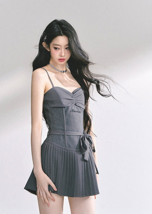 Midnight Pleats Mini Dress