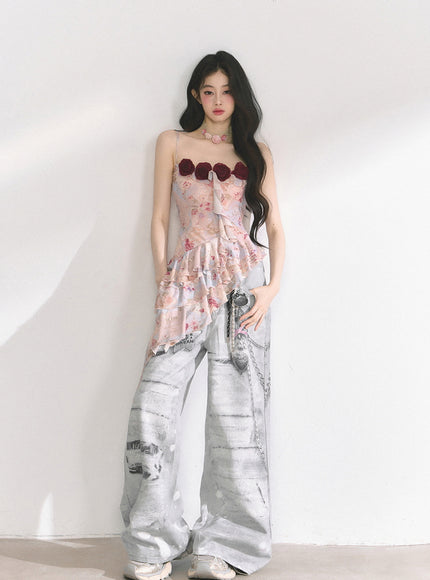 Crimson Rose Ruffle Top