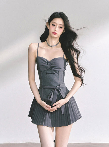 Midnight Pleats Mini Dress