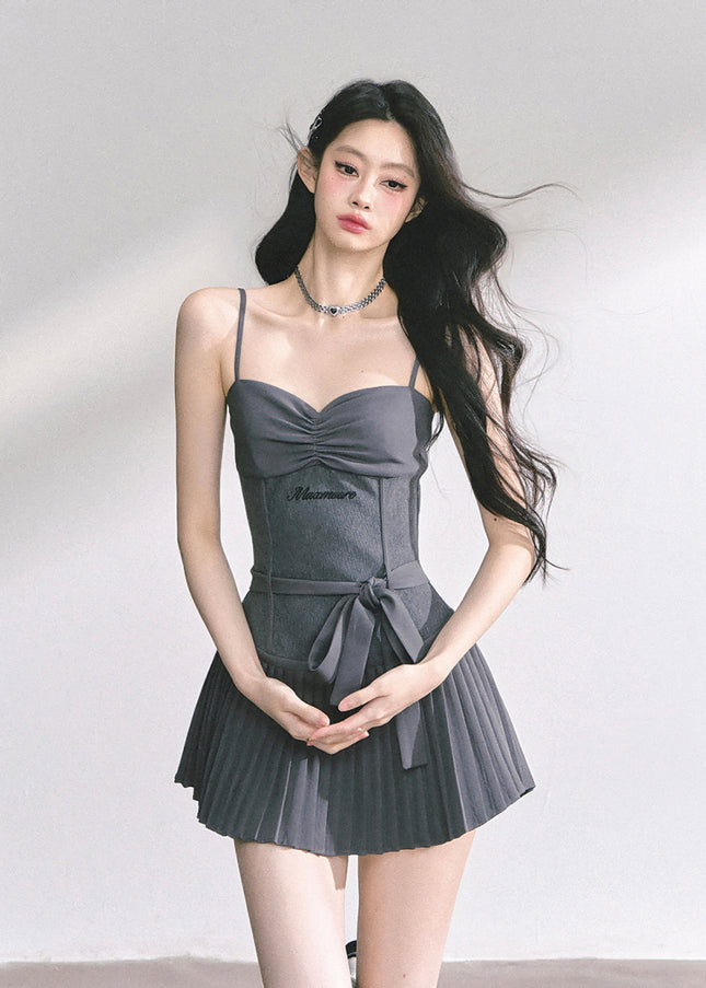 Midnight Pleats Mini Dress