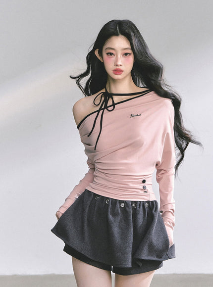 Blush Ribbon Off-Shoulder - Pink