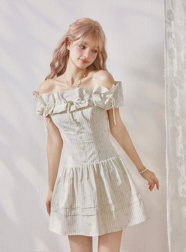 Vintage Cream Ruffle Mini Dress