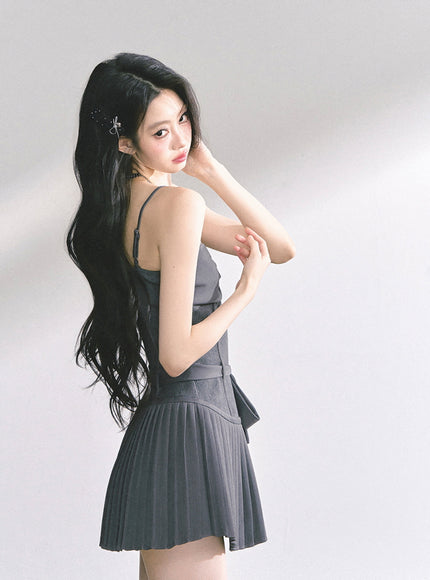 Midnight Pleats Mini Dress