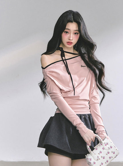 Blush Ribbon Off-Shoulder - Pink