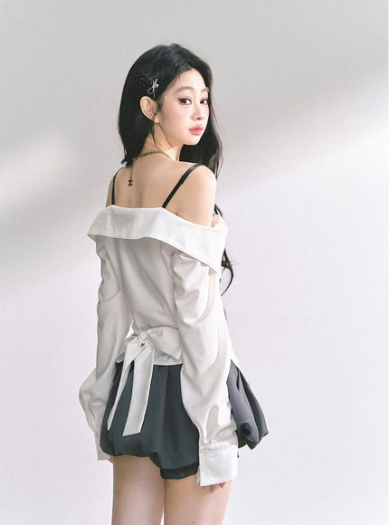 Asymmetric Elegance White Blouse