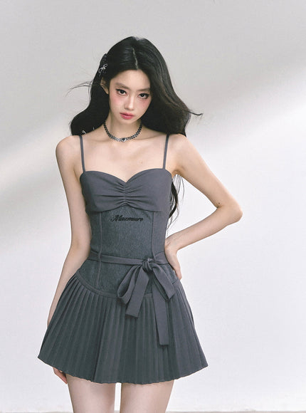 Midnight Pleats Mini Dress