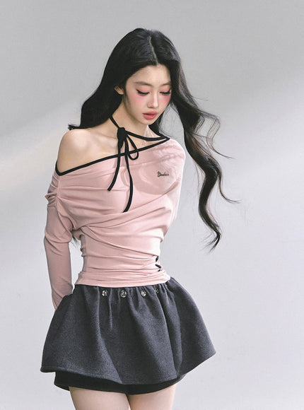 Blush Ribbon Off-Shoulder - Pink