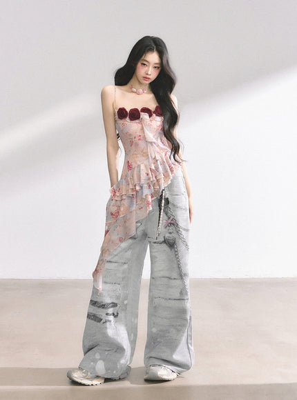 Crimson Rose Ruffle Top