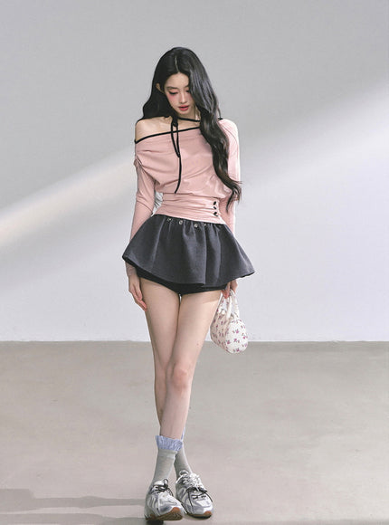 Blush Ribbon Off-Shoulder - Pink