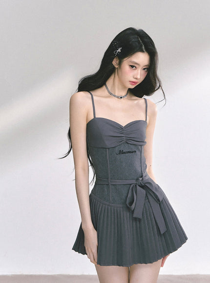 Midnight Pleats Mini Dress