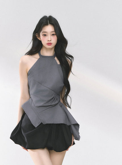 Sculptural Layer Halter Top