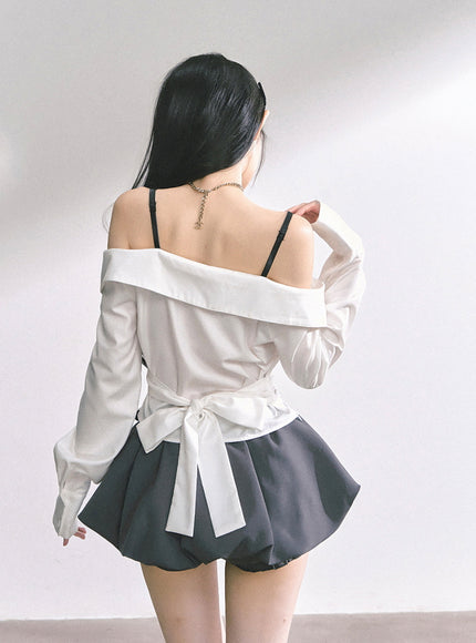 Asymmetric Elegance White Blouse