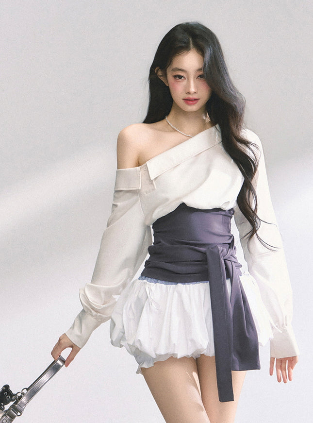 Asymmetry Bow Top - White
