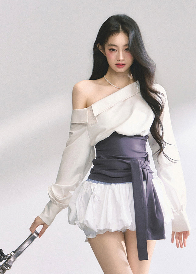 Asymmetry Bow Top - White